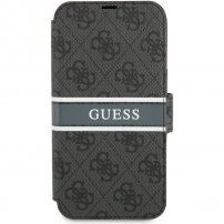 Guess 4G Printed Stripe flip etui za iPhone 13 Pro - siva