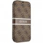 Guess 4G Printed Stripe flip etui za iPhone 13 - rjava