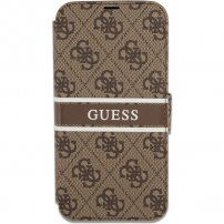 Guess 4G Printed Stripe flip etui za iPhone 13 Pro Max - rjava