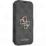 Guess 4G Metal Logo flip ovitek za iPhone 13 Pro Max - siva