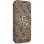 Guess 4G Metal Logo flip ovitek za iPhone 13 mini - rjava