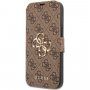 Guess 4G Metal Logo flip ovitek za iPhone 13 Pro Max - rjava