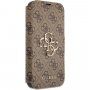 Guess 4G Metal Logo flip ovitek za iPhone 13 Pro Max - rjava