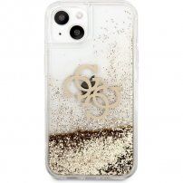 Guess Big 4G Liquid Glitter Gold ovitek za iPhone 13 - zlati