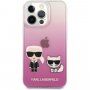 Karl Lagerfeld Ikonik Karl and Choupette ovitek za iPhone 13 Pro Max - roza