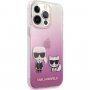 Karl Lagerfeld Ikonik Karl and Choupette ovitek za iPhone 13 Pro Max - roza