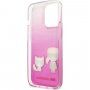 Karl Lagerfeld Ikonik Karl and Choupette ovitek za iPhone 13 Pro Max - roza