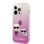 Karl Lagerfeld Ikonik Karl and Choupette ovitek za iPhone 13 Pro Max - roza