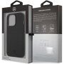 Mercedes Genuine Leather Meshed usnjeni ovitek za iPhone 13 Pro Max - črna