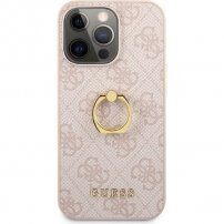 Guess 4G Ring ovitek z naprstnikom za iPhone 13 Pro Max - roza