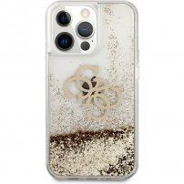Guess Big 4G Liquid Glitter Gold ovitek za iPhone 13 Pro Max - zlati