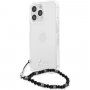 Guess Script and Black Pearls ovitek s črnimi kroglicami za iPhone 13 Pro Max - jasno