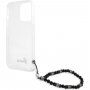 Guess Script and Black Pearls ovitek s črnimi kroglicami za iPhone 13 Pro Max - jasno