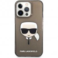 Karl Lagerfeld Full Glitter Karl Head ovitek za iPhone 13 Pro Max - črna