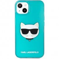 Karl Lagerfeld Choupette Head ovitek za iPhone 13 mini - turkizna