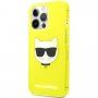 Karl Lagerfeld Choupette Head ovitek za iPhone 13 Pro - neonsko rumena