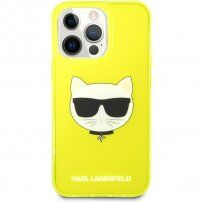 Karl Lagerfeld Choupette Head ovitek za iPhone 13 Pro Max - neonsko rumena