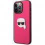 Karl Lagerfeld Leather Karl Head ovitek za iPhone 13 Pro Max - fuksija