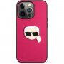 Karl Lagerfeld Leather Karl Head ovitek za iPhone 13 Pro Max - fuksija