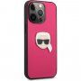 Karl Lagerfeld Leather Karl Head ovitek za iPhone 13 Pro Max - fuksija