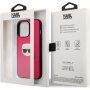 Karl Lagerfeld Leather Karl Head ovitek za iPhone 13 Pro Max - fuksija