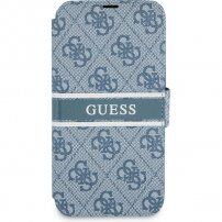 Guess 4G Printed Stripe flip etui za iPhone 13 Pro - modro