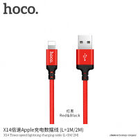 Polnilni kabel HOCO za Apple iPhone / iPad / iPod - 1m - rdeče-črna