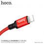 Polnilni kabel HOCO za Apple iPhone / iPad / iPod - 1m - rdeče-črna