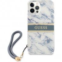 Guess Marble Stripe ovitek za iPhone 12 Pro Max - modro