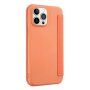 Ovitek z etuijem za kartice iz silikona in PU usnja za iPhone 13 Pro Max - oranžna