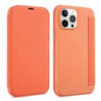 Ovitek z etuijem za kartice iz silikona in PU usnja za iPhone 13 Pro - oranžna