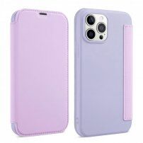 Ovitek z etuijem za kartice iz silikona in PU usnja za iPhone 13 Pro - vijolična