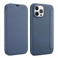 Ovitek z etuijem za kartice iz silikona in PU usnja za iPhone 13 Pro - modro