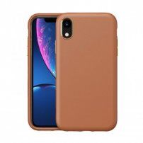Odporen etui s teksturo usnja za iPhone XR - svetlo rjava