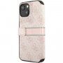 Guess 4G Printed Stripe flip etui za iPhone 13 - roza