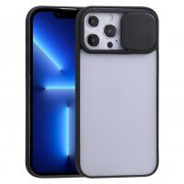 Polprozorni ovitek z drsnim pokrovom za lečo kamere za iPhone 13 Pro - črna