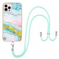 Marmornat etui z vrvico za iPhone 13 Pro - barvita