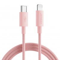JOYROOM opleten kabel za prenos in polnjenje PD 20W USB-C / Lightning za iPhone / iPad / iPod / AirPods - 2 m - roza