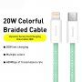 Baseus opleten kabel za hitro polnjenje in prenos PD 20W USB-C / Lightning za iPhone / iPad / iPod / AirPods - 1 m - zelena