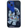 Etui iz mehke plastike astronavt z daljnogledom za iPhone 13 Pro Max - temno modra