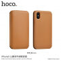 Luksuzna flip torba HOCO iz umetnega usnja za Apple iPhone XS - rjava