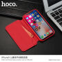 Luksuzna flip torba HOCO iz umetnega usnja za Apple iPhone XS - rdeče