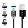 Okrogli magnetni kabel FLOVEME USB-A / USB-C / Micro USB / Lightning za iPhone / iPad / iPod / AirPods - 1 m - črna