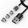 Okrogli magnetni kabel FLOVEME USB-A / USB-C / Micro USB / Lightning za iPhone / iPad / iPod / AirPods - 1 m - črna