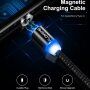 Okrogli magnetni kabel FLOVEME USB-A / USB-C / Micro USB / Lightning za iPhone / iPad / iPod / AirPods - 1 m - črna