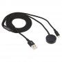 2v1 opleten kabel za prenos in polnjenje USB-A / Lightning / magnetni disk za iPhone / iPad / Apple Watch / AirPods - 1 m - črna