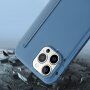 Ovitek z etuijem za kartice iz silikona in PU usnja za iPhone 13 Pro - modrosiva