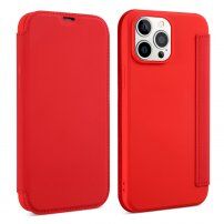 Ovitek z etuijem za kartice iz silikona in PU usnja za iPhone 13 Pro - rdeče