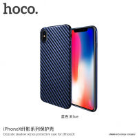 HOCO prevleka z ogljikovo teksturo za Apple iPhone XS - temno modra