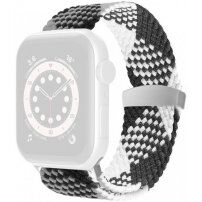 Nylon pleteni pasek z drsno sponko za Apple Watch 42mm / 41mm / 40mm / 38mm - črno-belo